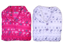 Load image into Gallery viewer, Ladies Soft Fleece Fairisle &amp; Reindeer Pattern Pyjamas (Fuchsia or Silver)