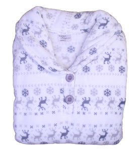 Ladies Soft Fleece Fairisle & Reindeer Pattern Pyjamas (Fuchsia or Silver)