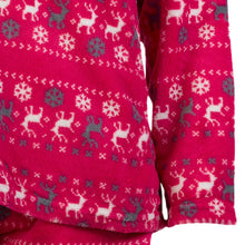 Load image into Gallery viewer, Ladies Soft Fleece Fairisle &amp; Reindeer Pattern Pyjamas (Fuchsia or Silver)