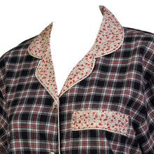 Load image into Gallery viewer, Ladies 100% Cotton Tartan Nightshirt with Flower Trim Small (Navy Blue)