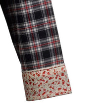 Load image into Gallery viewer, Ladies 100% Cotton Tartan Nightshirt with Flower Trim Small (Navy Blue)