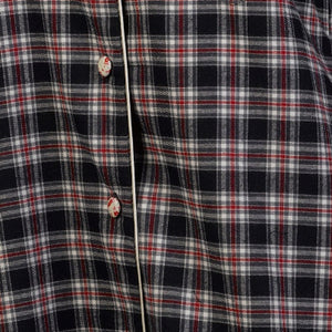 Ladies 100% Cotton Tartan Nightshirt with Flower Trim Small (Navy Blue)