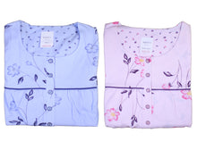 Load image into Gallery viewer, Ladies Jersey Cotton Floral Pattern Nightdress S - XL (Blue or Pink)