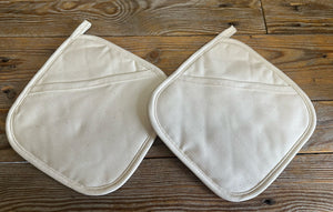 Cream Quilted Heat Protection Cotton Pot Holder - 2 Pack