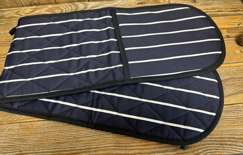 Navy & White Stripe Butchers Double Oven Glove