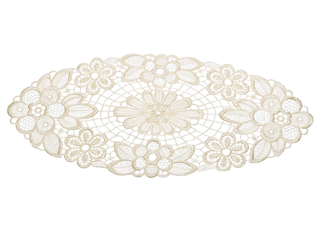 Pack of 6 Floral Lace Oval Doilies - 3 Sizes (Cream)
