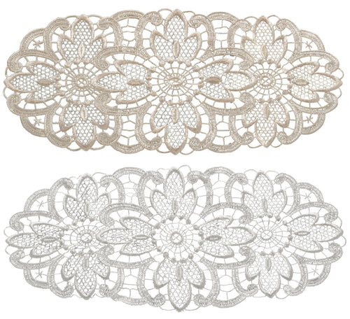 Pack of 6 Floral Lace Oval Doilies (Cream)