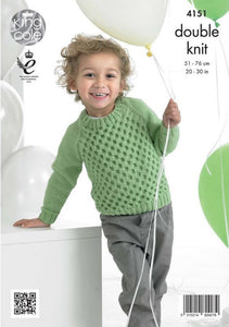 King Cole Knitting Pattern Boys Double Knit DK Sweater Jumpers 4151