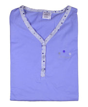 Load image into Gallery viewer, Ladies Nightdress with Polka Dot Trim &amp; Buttons S - L (Blue or Pink)