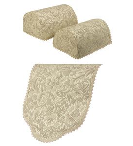 Floral Jacquard Round Arm Caps & Chair Back Set (4 Colours)