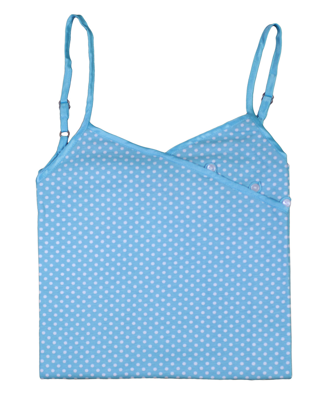 Ladies Combed Cotton Polka Dot Chemise S - XL (Aqua or Pink)