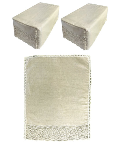 Linen Union Square Arm Caps or Chair Back with Lace Trim