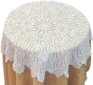 Harris Crochet Tablecloth - 36" Round (Natural or White)