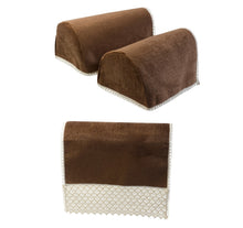 Load image into Gallery viewer, Chenille Arm Caps &amp; Chair Back Set with Lace Trim (7 Colours)