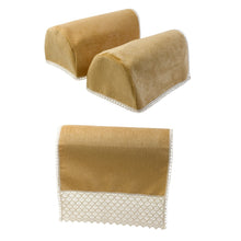 Load image into Gallery viewer, Chenille Arm Caps &amp; Chair Back Set with Lace Trim (7 Colours)