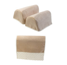 Load image into Gallery viewer, Chenille Arm Caps &amp; Chair Back Set with Lace Trim (7 Colours)
