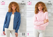 Load image into Gallery viewer, King Cole Chunky Knitting Pattern - Ladies Sweater &amp; Cardigan (5893)