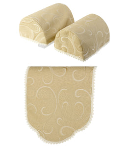 Scroll Pattern Round Arm Caps & Chair Back Set (4 Colours)