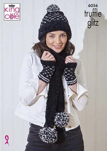 King Cole Accessories Knitting Pattern for Women’s Hats, Scarf, Hand Warmers & Snood 6056