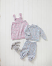 Load image into Gallery viewer, King Cole Knitting Pattern – Baby Sweater, Pinafore Dress &amp; Pants (6057)