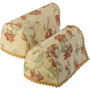 Tropicana Floral Pair of Arm Caps or Chair Back with Lace Trim