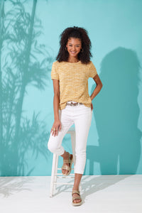 King Cole Double Knitting Pattern - Ladies Short Sleeve & Vest Top (6128)
