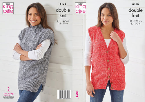 King Cole Double Knitting Pattern – Ladies Waistcoat & Tunic (6135)