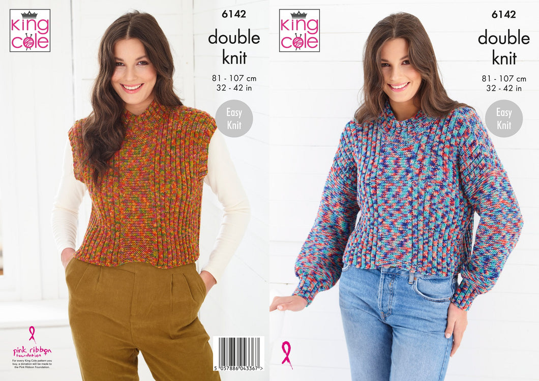 King Cole Knitting Pattern - Women’s Sweater & Top 6142