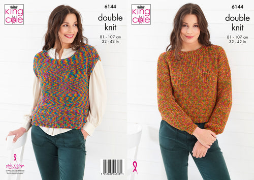 King Cole Knitting Pattern - Women’s Sweater & Top 6144
