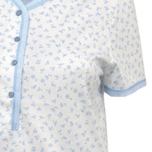 Load image into Gallery viewer, Ladies Jersey Cotton Pyjamas - Floral Top &amp; Checked 3/4 Bottoms (Blue or Pink)