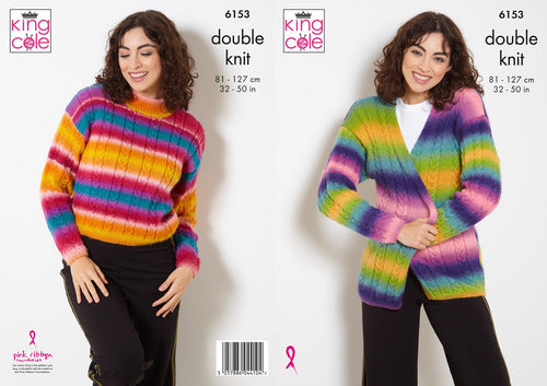 King Cole DK Knitting Pattern Womens Jacket and Sweater 6153