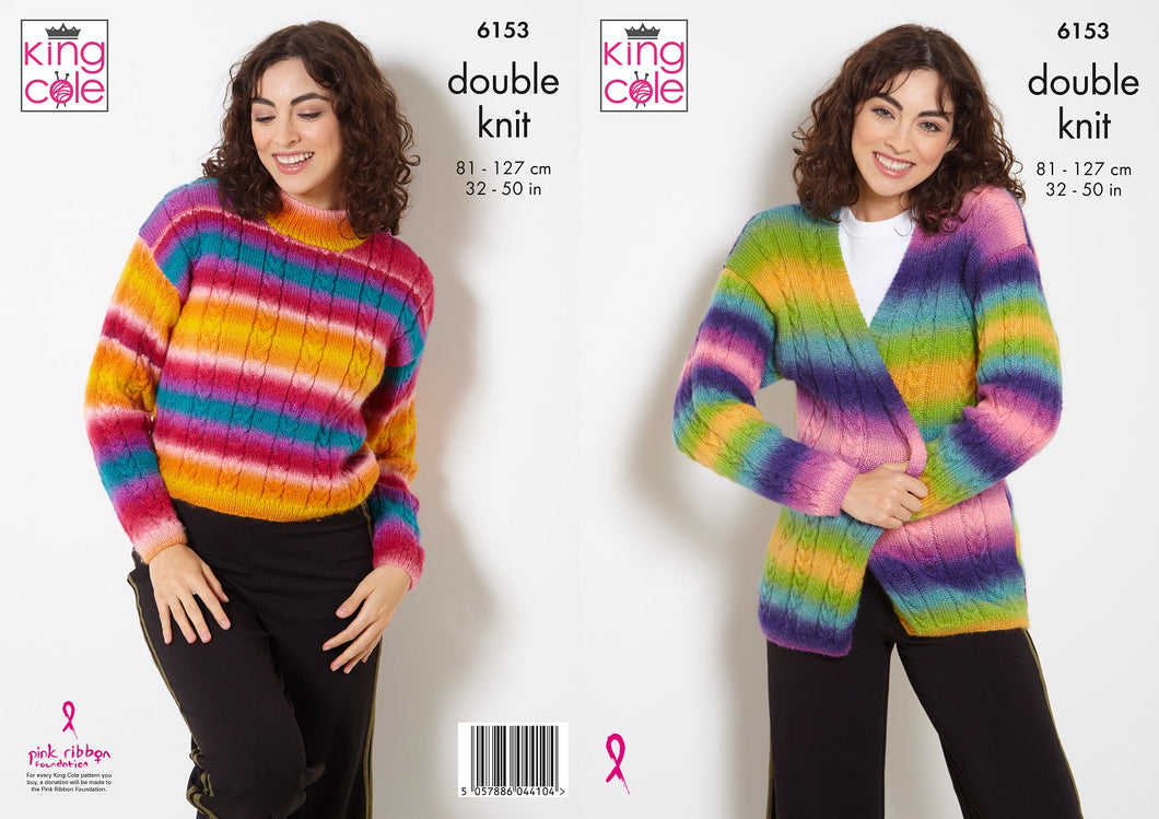 King Cole DK Knitting Pattern Womens Jacket and Sweater 6153