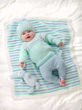 Load image into Gallery viewer, King Cole Double Knitting Pattern - Baby Blanket, Matinee, Sweater, Bootees &amp; Hat 6169