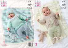Load image into Gallery viewer, King Cole Double Knitting Pattern - Baby Blanket, Matinee, Sweater, Bootees &amp; Hat 6169