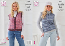 Load image into Gallery viewer, King Cole Knitting Pattern Ladies Round &amp; V-Neck Waistcoats 6174