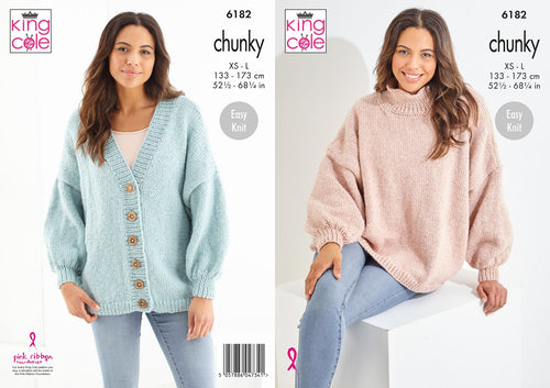 King Cole Knitting Pattern Women’s Cardigan & Sweater 6182