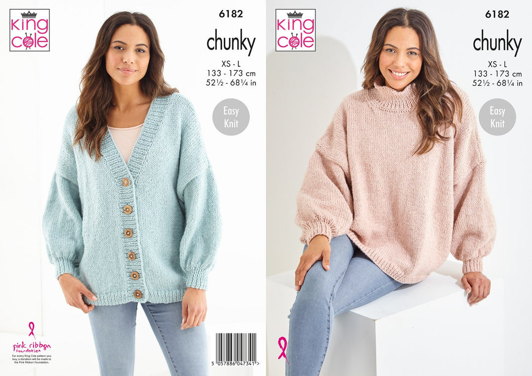 King Cole Knitting Pattern Women’s Cardigan & Sweater 6182