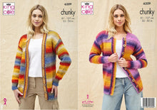 Load image into Gallery viewer, King Cole Chunky Knit Knitting Pattern Ladies Button Up Jacket Cardigan 6209