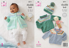 Load image into Gallery viewer, King Cole Knitting Pattern Babies Cardigan, Sweater, Matinee Coat &amp; Hat 6211
