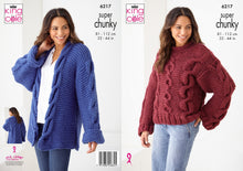 Load image into Gallery viewer, King Cole Knitting Pattern Cable Super Chunky Sweater &amp; Cardigan 6217