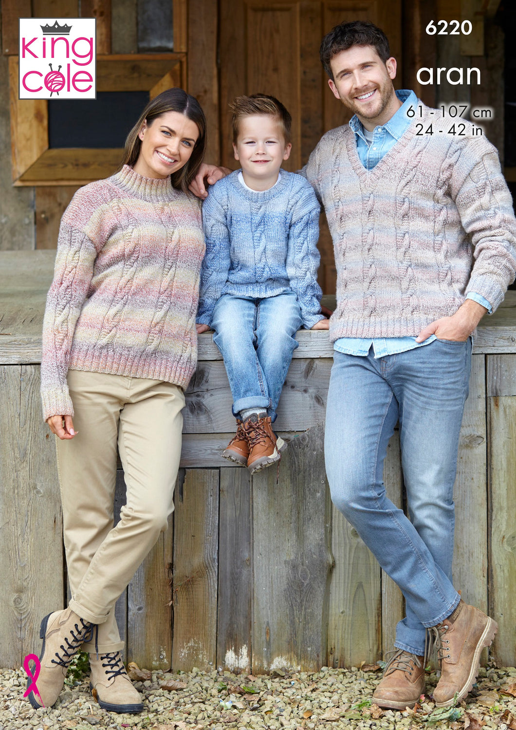 King Cole Aran Knitting Pattern - Family Cable Knit Sweaters (6220)