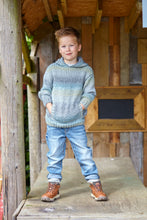 Load image into Gallery viewer, King Cole Aran Knitting Pattern Boys Hoodie &amp; Button Up Jacket 6222