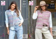 Load image into Gallery viewer, King Cole Aran Knitting Pattern Women’s Cable Knit Waistcoats 6224