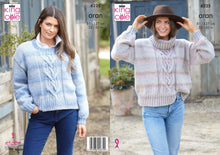 Load image into Gallery viewer, King Cole Aran Knitting Pattern Women’s Cowl or Round Neck Sweater (6225)