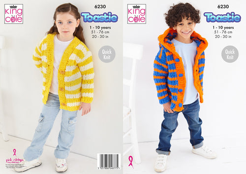 King Cole 6230 Knitting Pattern Kids Hoodie & Cardigan Quick Knit