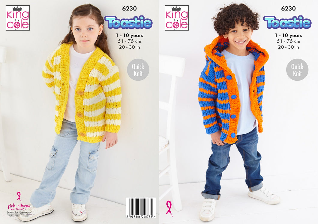 King Cole 6230 Knitting Pattern Kids Hoodie & Cardigan Quick Knit