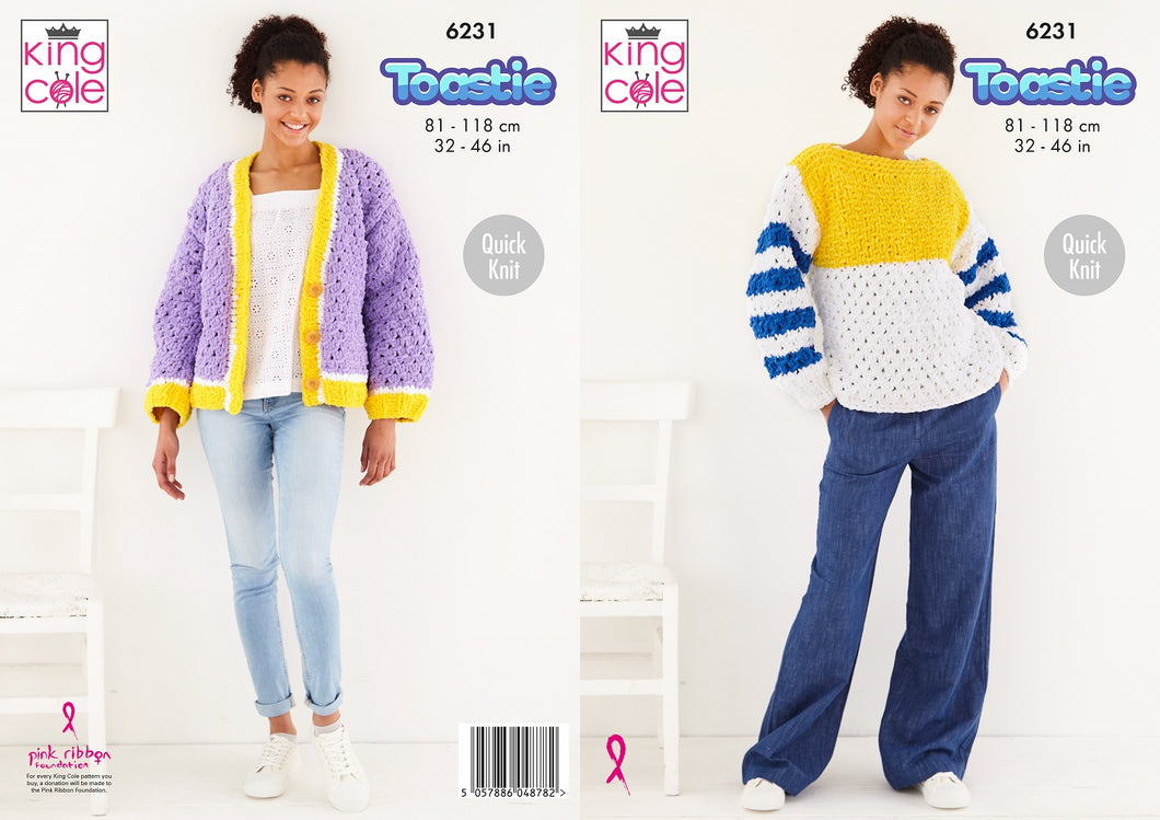 King Cole 6231 Knitting Pattern Ladies Sweater & Cardigan