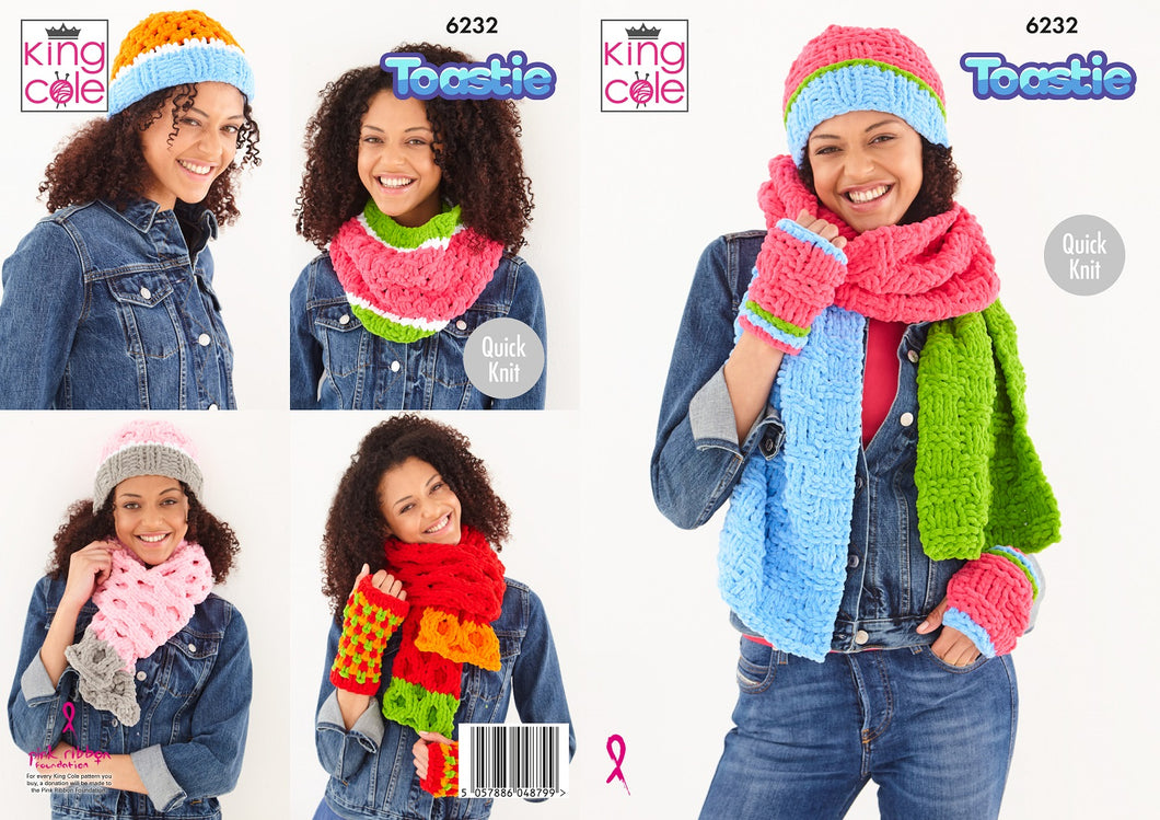 King Cole Knitting Pattern Ladies Accessories – Hat, Scarf’s, Snoods & Hand Warmers (6232)