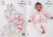 Load image into Gallery viewer, King Cole Knitting Pattern Babies Hooded Jacket, Collared Cardigan &amp; Waistcoat 6236