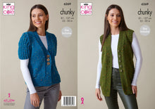 Load image into Gallery viewer, King Cole Knitting Pattern Chunky Knit Capped Sleeve Cardigan &amp; Waistcoat 6269
